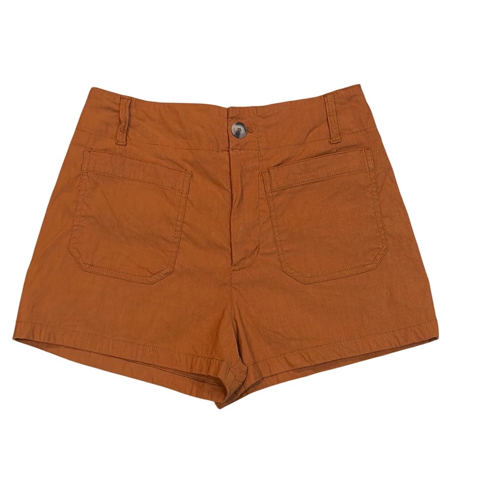 Maeve Anthropologie The Colette Shorts Rust Orange Linen Utility Size 27
